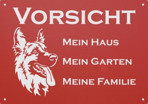 Aluminium Warnschild Deutscher Schäferhund VORSICHT Mein Haus mein Garten meine Familie